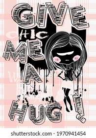 Fashion print boys and girls  with text slogan.  Vector hand draw illustration.