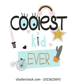 Fashion print with slogan and doodle elements. Vector hand drawn illustration.