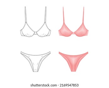 fashion product catalog uniforms mockup sketch vector illustration clothing silhouette icon bikini