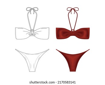 fashion product catalog uniforms mockup sketch vector illustration clothing silhouette icon bikini