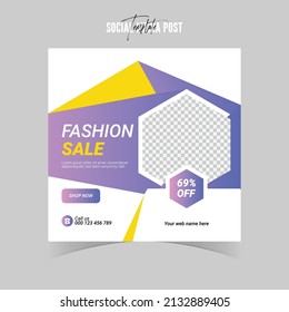 Fashion promotion social media post and web banner ads design template.