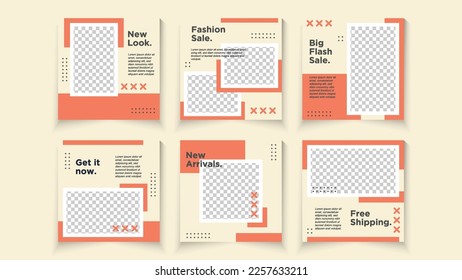 Fashion promotion social media post. Design editable template for social media posts and web mobile ads.