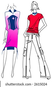 Fashion Purple Woman Red Man.