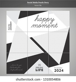 Fashion puzzle social media post story design Vector
