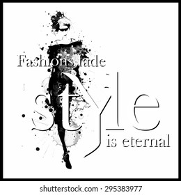 Fashion quote with modern girl in a dress.