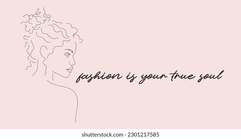 Fashion quote for stylish girls, pink elegant girl silhouette