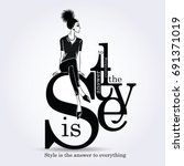 Fashion quote with fashion woman in sketch style. Vector illustration