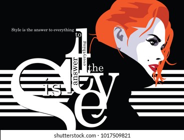 Fashion quote with woman in style pop art. Vector illustration