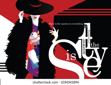 Fashion quote with woman in style pop art. Vector illustration