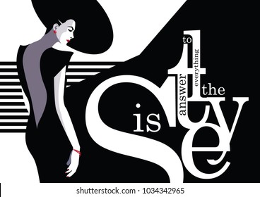 Fashion quote with woman in style pop art. Vector illustration