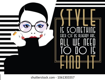 Fashion quote with woman in style pop art. Vector illustration