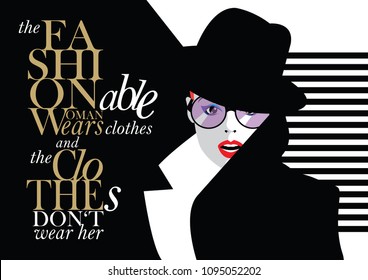 Fashion quote with woman in style pop art. Vector illustration