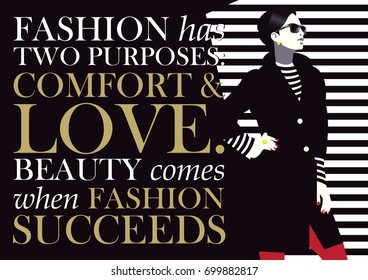 Fashion quote with woman in style pop art. Vector illustration