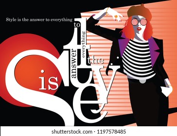 Fashion quote with fashion woman. Vector illustration