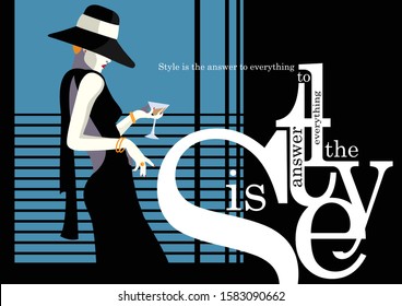 Fashion quote with fashion woman. Vector illustration