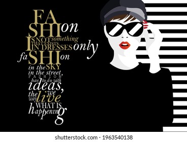 Fashion quote with fashion woman. Vector illustration