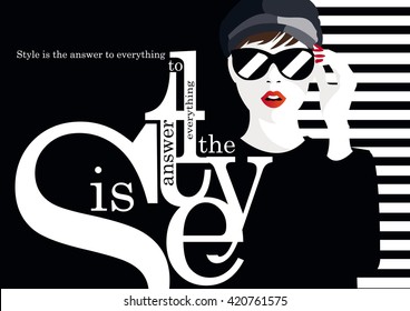 Fashion quote with fashion woman. Vector illustration