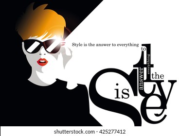 Fashion quote with fashion woman. Vector illustration