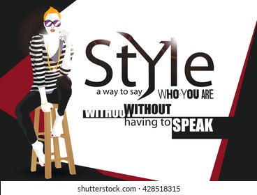 Fashion quote with fashion woman. Vector illustration