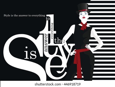 Fashion quote with fashion woman. Vector illustration