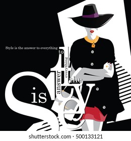 Fashion quote with fashion woman. Vector illustration