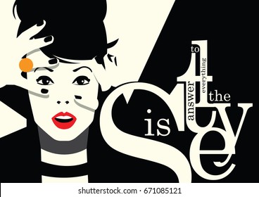 Fashion quote with fashion woman. Vector illustration