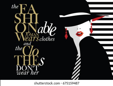 Fashion quote with fashion woman. Vector illustration