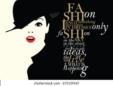 Fashion quote with fashion woman. Vector illustration