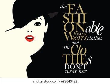 Fashion quote with fashion woman. Vector illustration