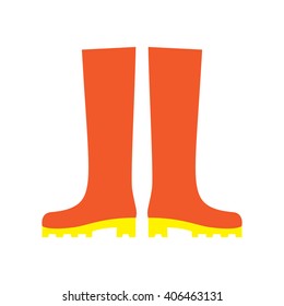 Fashion rain boots vector illustration. Woman red rainboots icon.