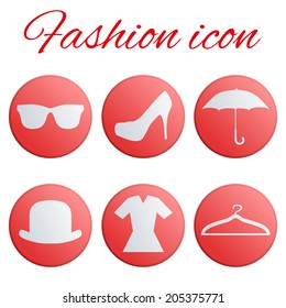 Fashion realistic red button set. Simple symbols of spectacular beauty. Vector sign, editable and isolated.