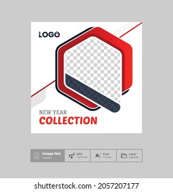 fashion red color social media post design presentation creative modern  shape-able template sale discount promotional theme for social media advertise and online post layout or square banner flyer