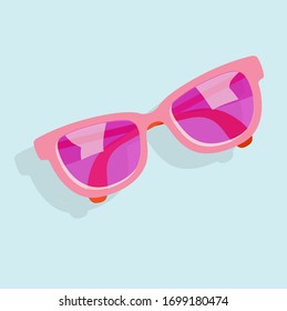 fashion red glasses vector, pink eyewear sunglasses.