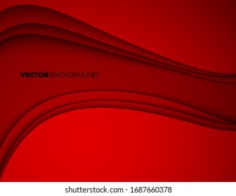 Fashion red poster paper cut wave luxury design background. Vector illustration vogue drape banner EPS10