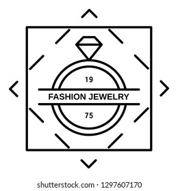 Fashion ring jewelry logo. Outline fashion ring jewelry vector logo for web design isolated on white background