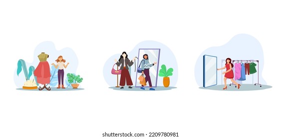 Fashion Room Flat Bundle Design