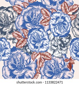 Fashion rose pattern in vintage  style for design