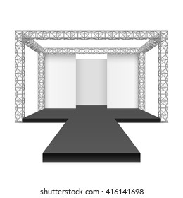 Fashion runway podium stage, metal truss system vector illustration
