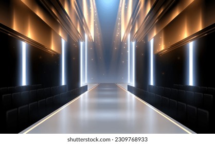 Fashion runway stage background with light effect