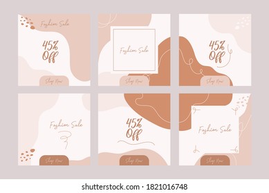 Fashion sale 45% off social media post template promotion elegant modern