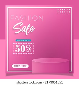 fashion sale banner design with podium.