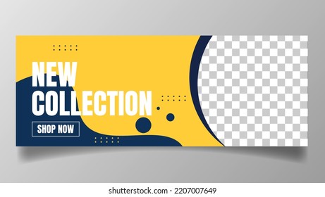 fashion sale banner design for social media in yellow and blue color