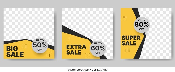 fashion sale banner design template for social media post with yellow and black.vector illustration