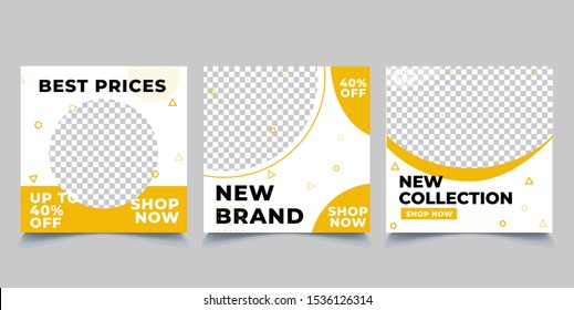 fashion sale banner for social media post template collection,yellow banner for social media