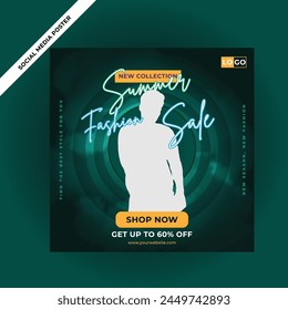 Fashion sale banner social media post template vector