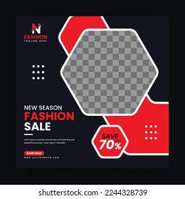 Fashion sale banner or square flyer for a social media post template	