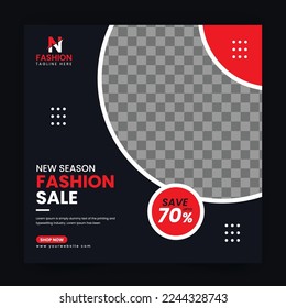 Fashion sale banner or square flyer for a social media post template	