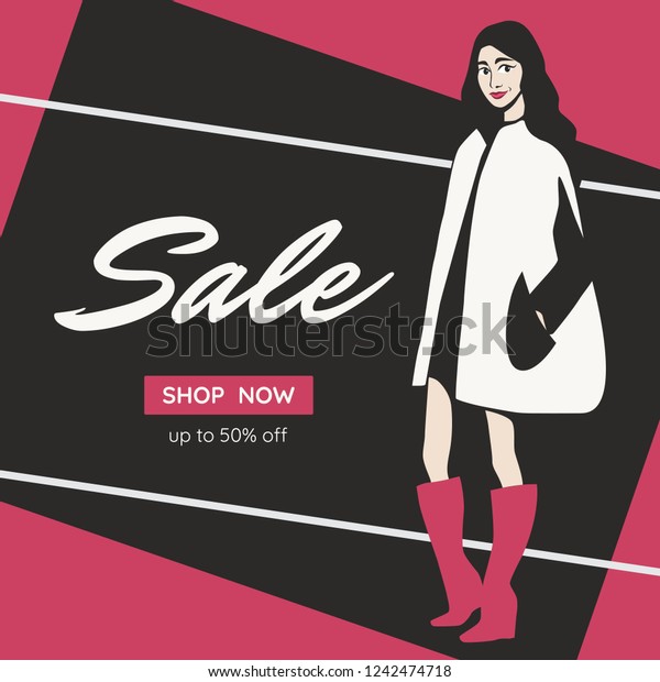 Sale Banner Woman Fashion Silhouette 
