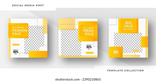Fashion sale collection Minimalist of editing square banner social media post advertising headline text here templates.