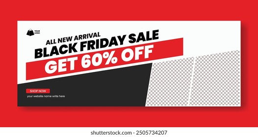 Fashion Sale discount offer horizontal banner ad template for black Friday sale banner, social media cover, header design